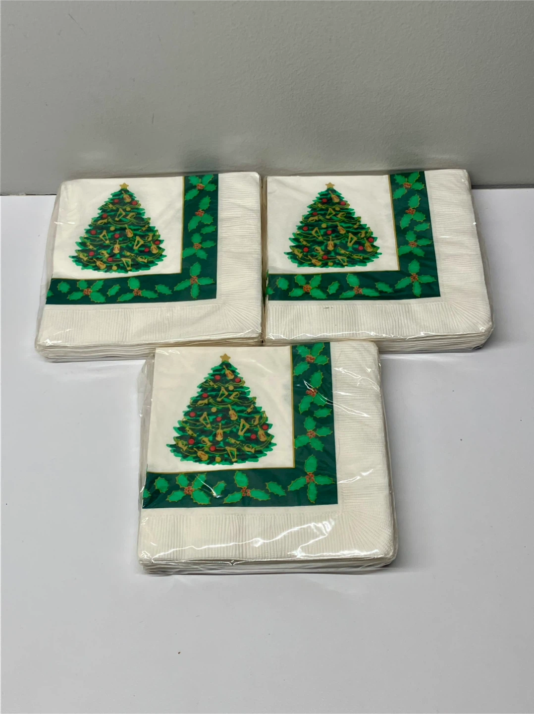 3 Packages Of Vintage Christmas Cocktail Napkins - 48 Count