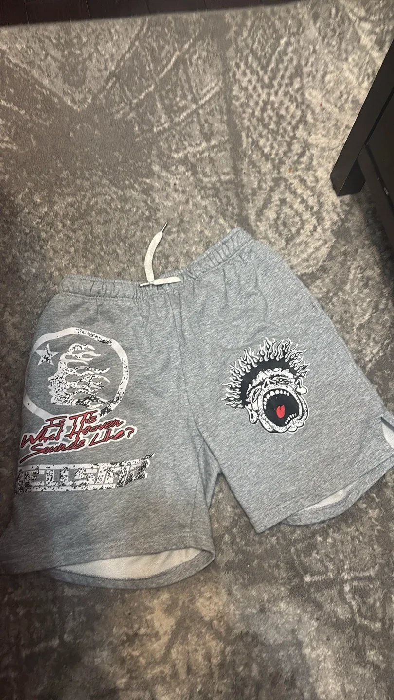 Hellstar Grey Graphic Shorts - Size M