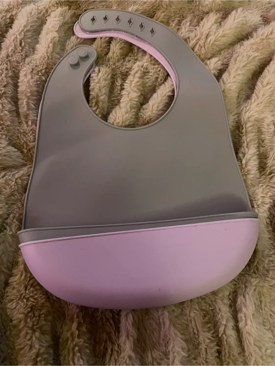 Silicone Baby Bib - Grey & Lavender