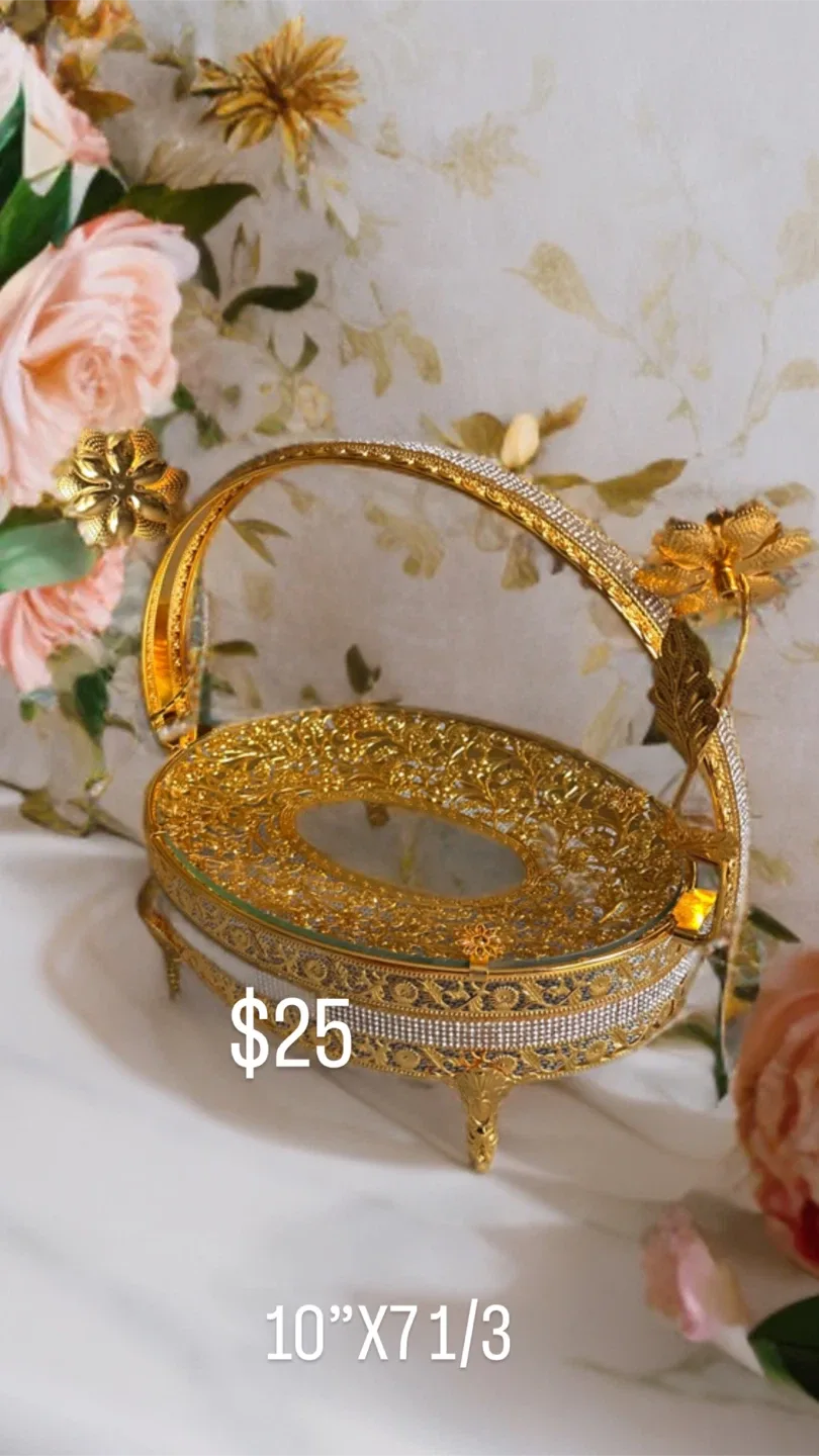 Gold Decorative Basket - 10" x 7 1/3"