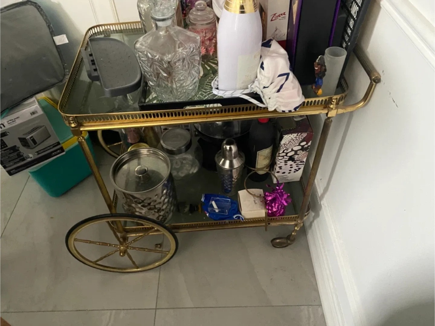 Vintage Gold Bar Cart