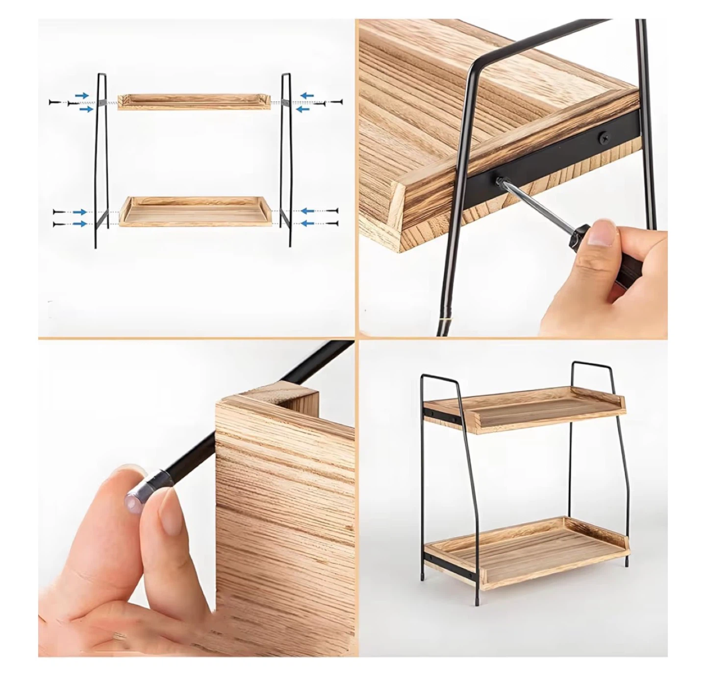 2-Tier Countertop Organizer Shelf, Wood & Metal - photo 4