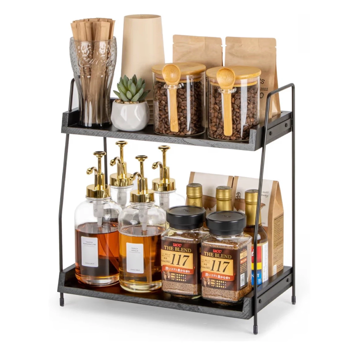 2-Tier Countertop Organizer Shelf, Wood & Metal - photo 5
