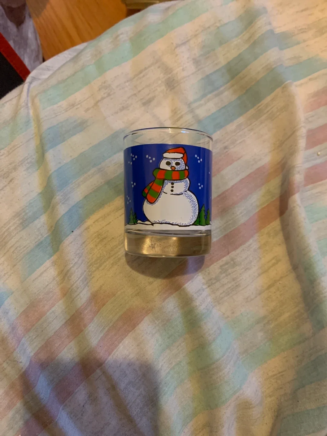 Snowman Glass tea light candle holder