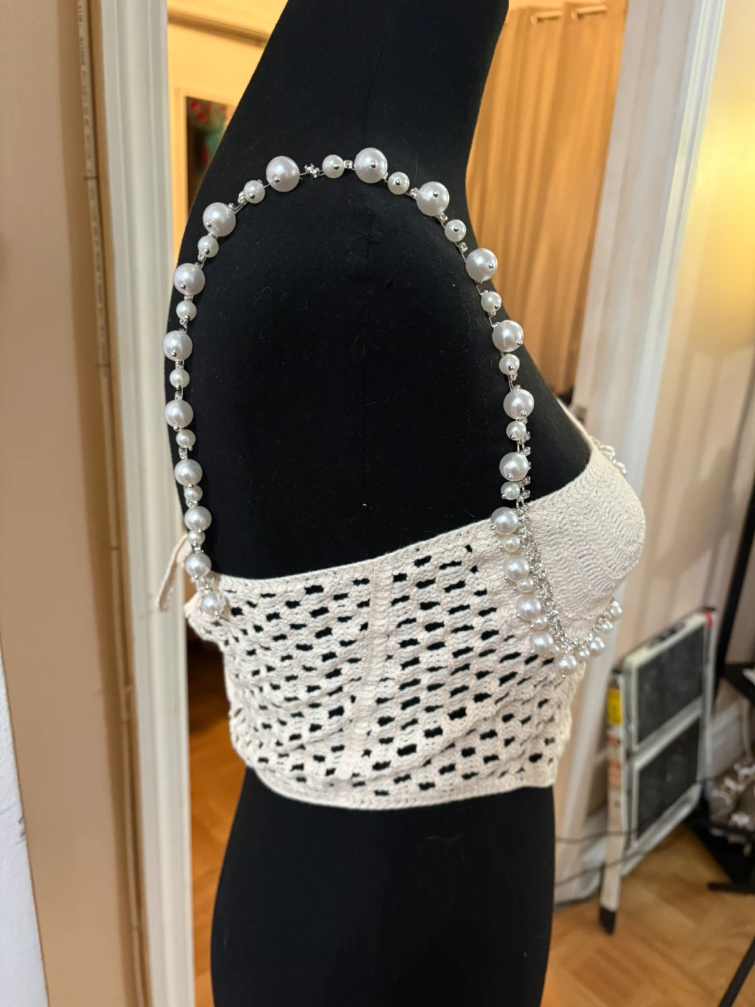Crochet Pearl Embellished Corset Top size S/M - photo 2
