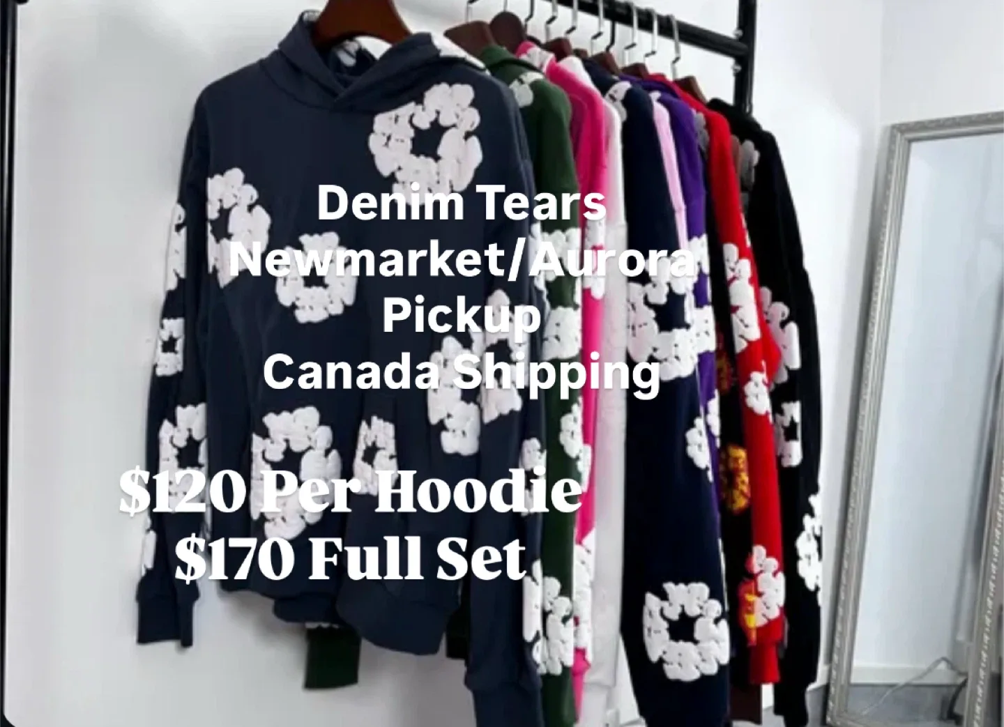 Denim Tears Hoodie Black with White Floral Design