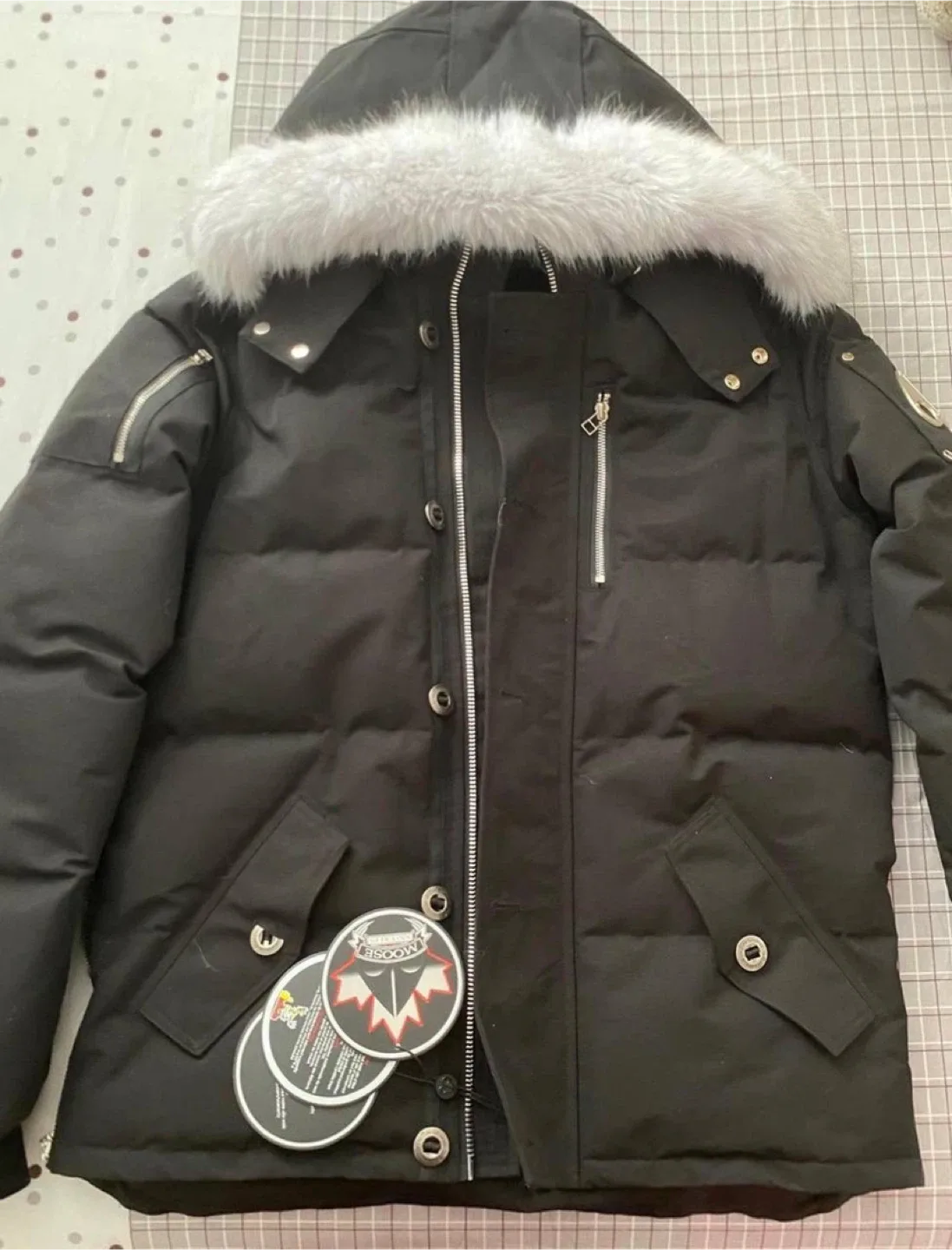 Moose Knuckles Q3 Down Parka Black With White Fur