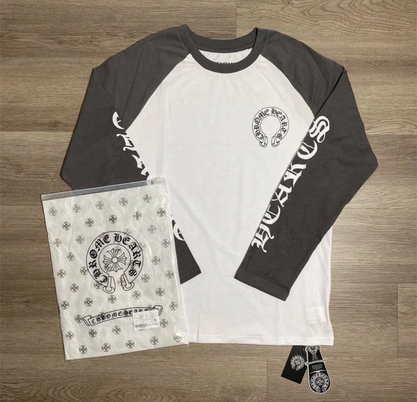 Chrome Hearts Long Sleeve Baseball Tee Grey/White - All Sizes image indicator(2)