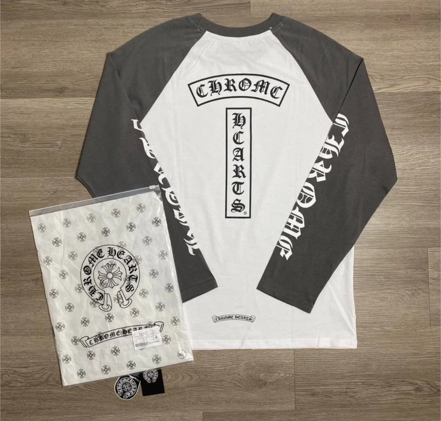 Chrome Hearts Long Sleeve Baseball Tee Grey/White - All Sizes