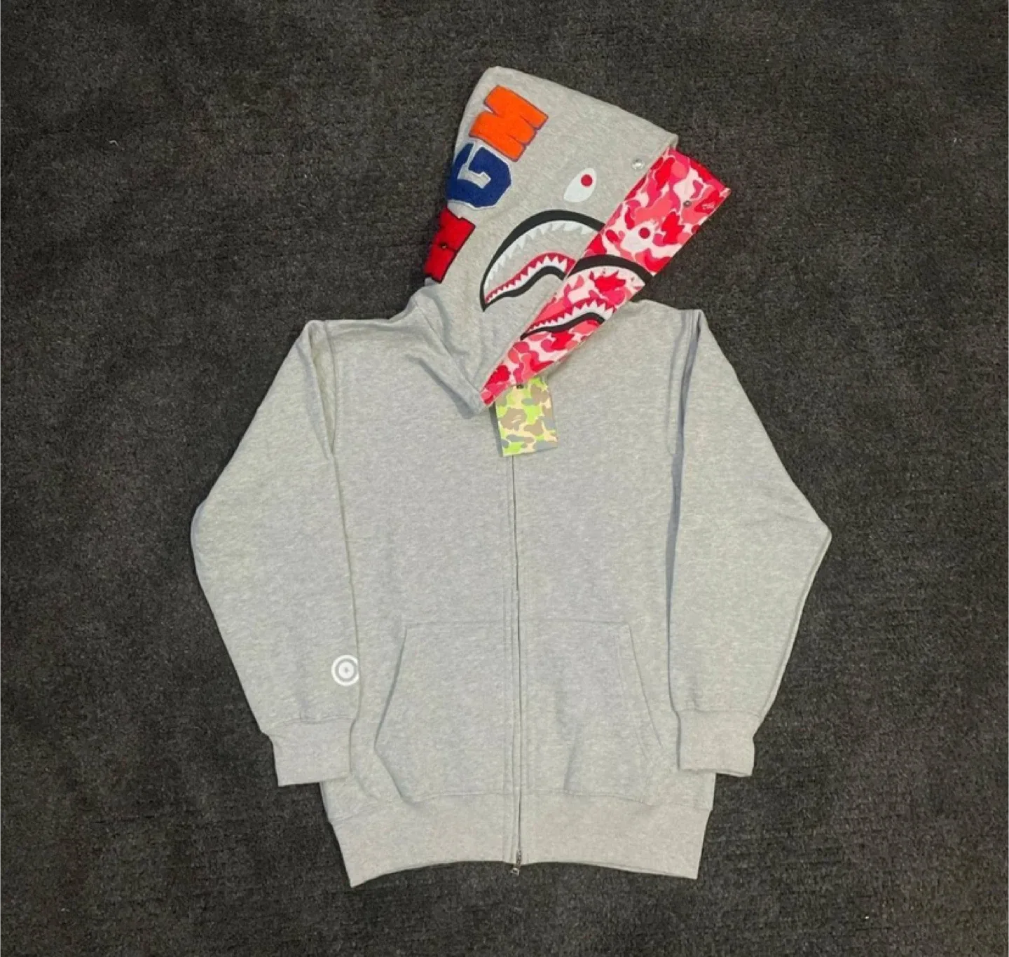 Bape Shark Full Zip Double Hooded Grey/Pink Camo Mix