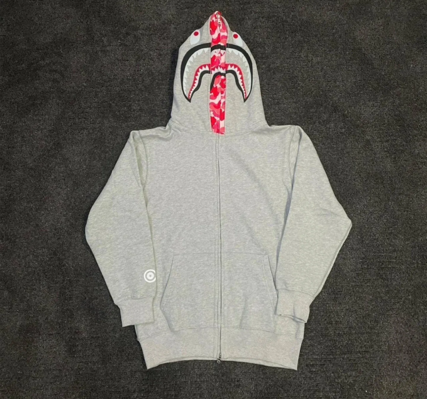 Bape Shark Full Zip Double Hooded Grey/Pink Camo Mix image indicator(4)