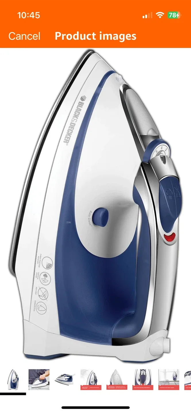 Black+Decker Steam Iron - White/Blue image indicator(5)
