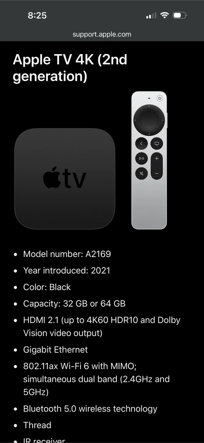 Apple TV 4K 32GB Model A2169 image indicator(3)