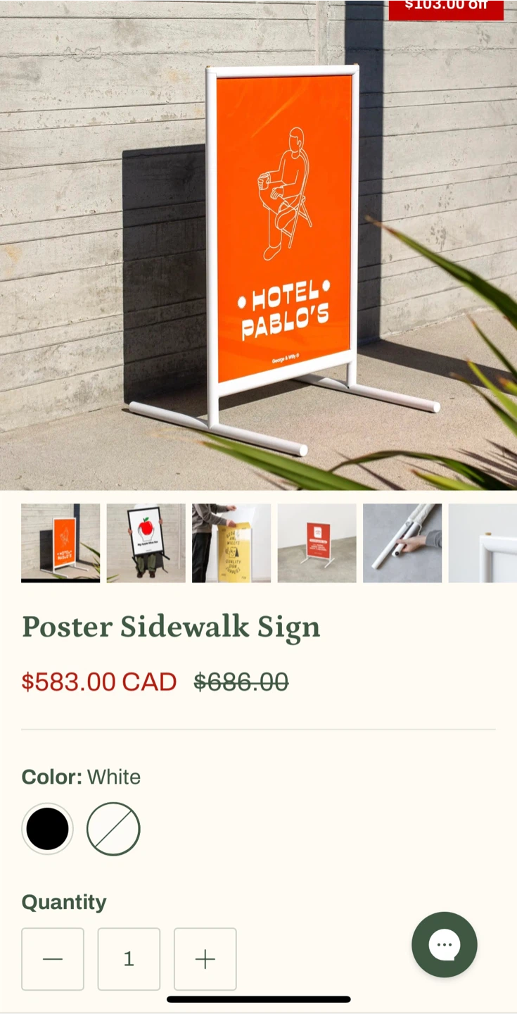 George & Willy Poster Sidewalk Sign - White - photo 2
