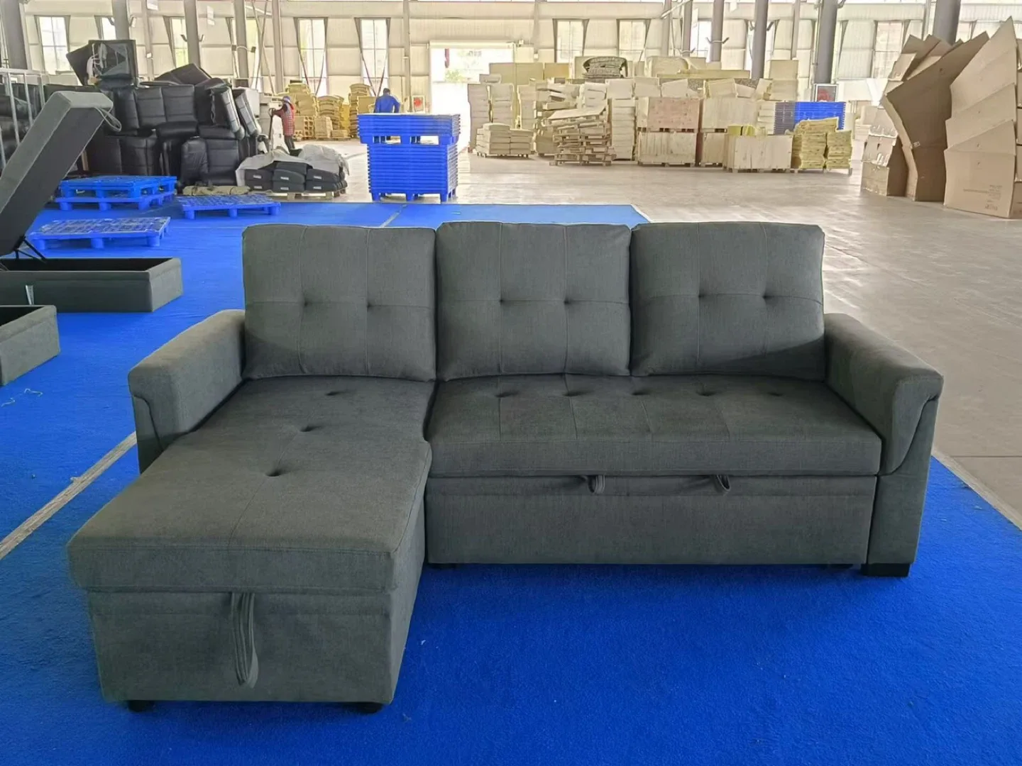 Grey Sectional Sofa Bed with Storage image indicator(6)
