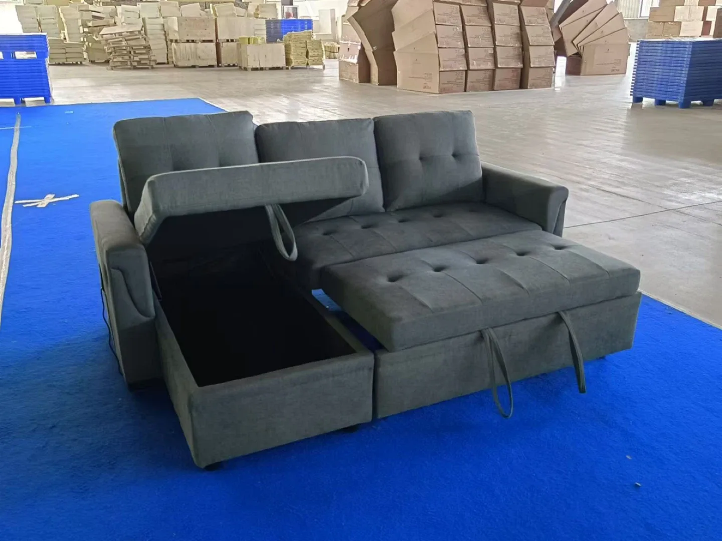 Grey Sectional Sofa Bed with Storage image indicator(5)