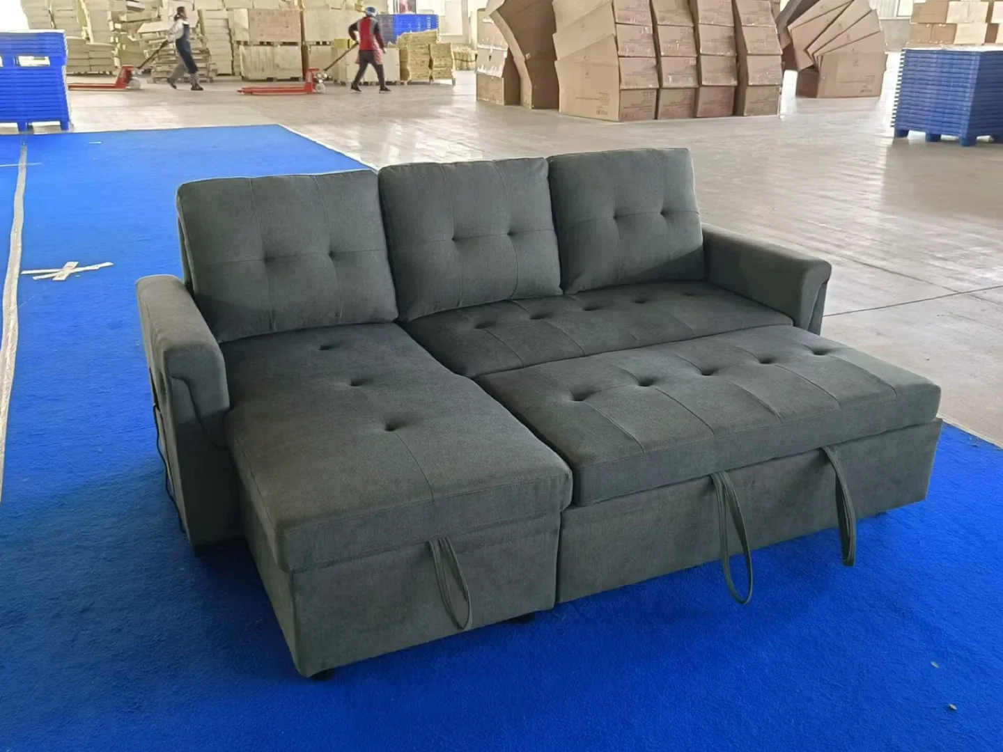 Grey Sectional Sofa Bed with Storage image indicator(4)