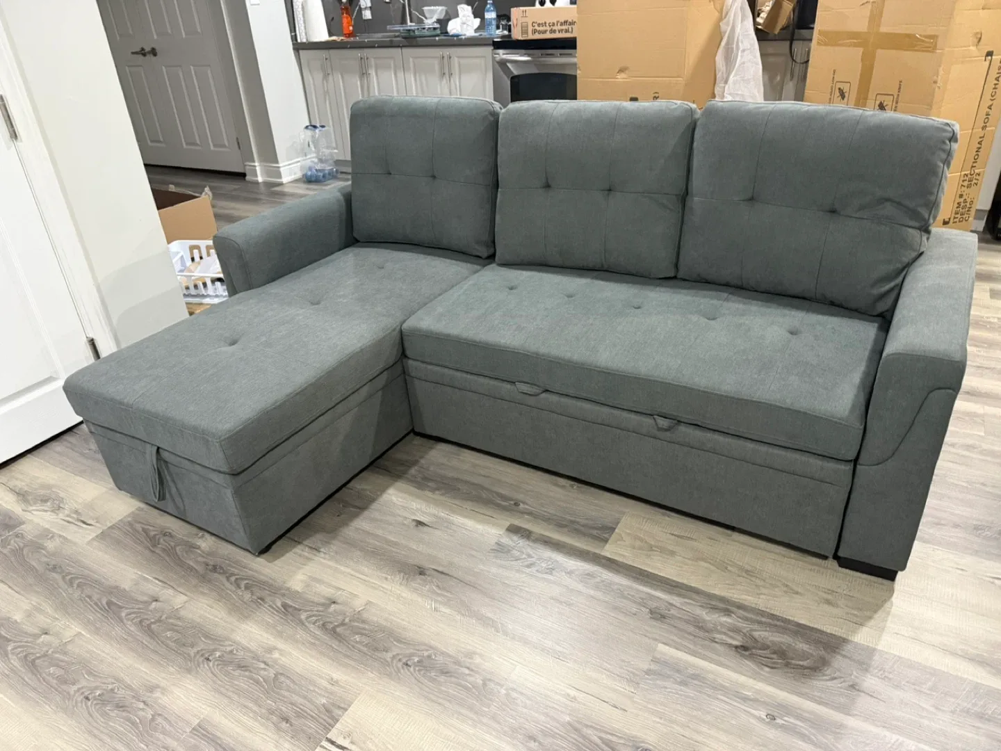 Grey Sectional Sofa Bed with Storage image indicator(3)