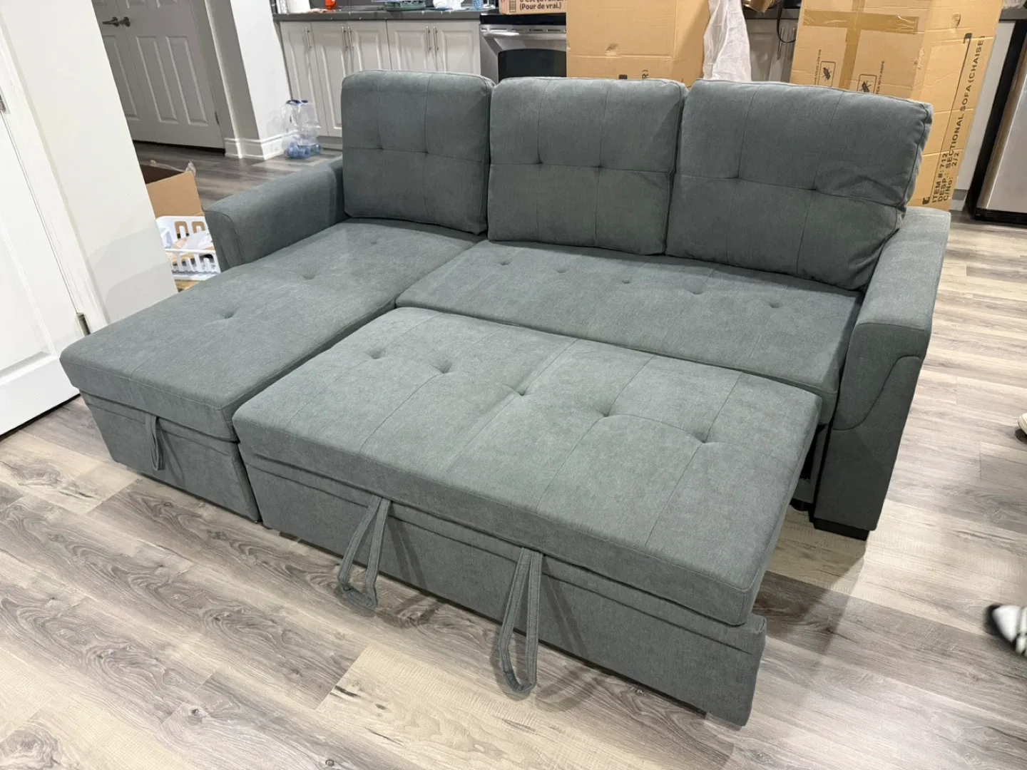 Grey Sectional Sofa Bed with Storage