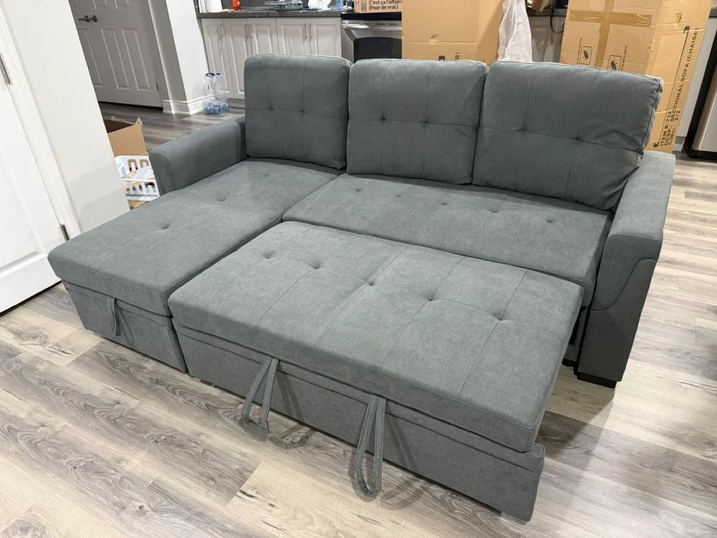 Grey Sectional Sofa Bed with Storage image indicator(2)