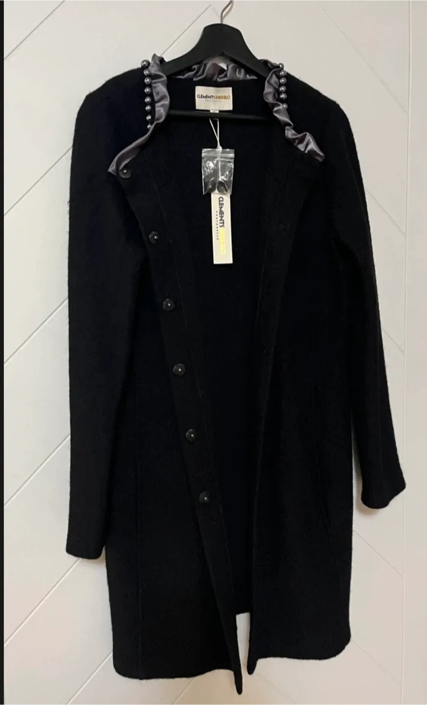 Clements Ribeiro Luxurious Wool Black Coat Women Size M-L image indicator(9)