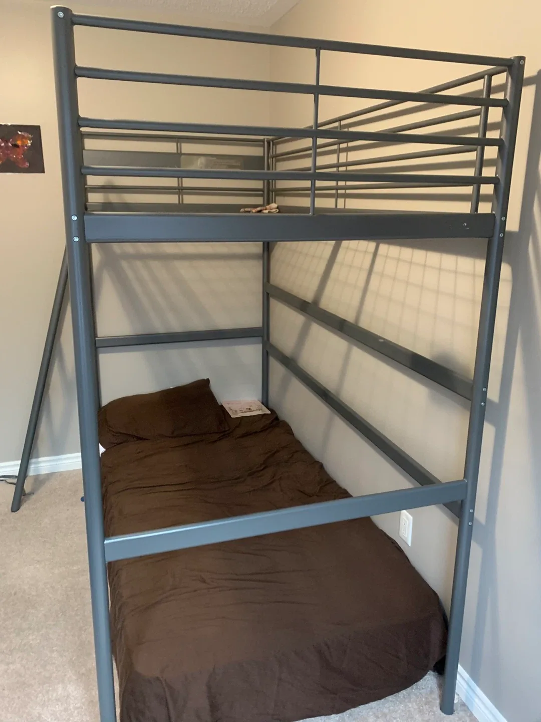 Grey Metal Loft Bunk Bed – Twin Size, Very Sturdy image indicator(3)