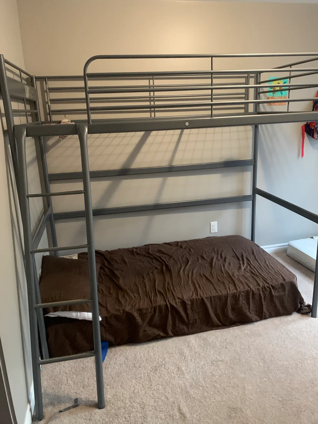 Grey Metal Loft Bunk Bed – Twin Size, Very Sturdy image indicator(4)