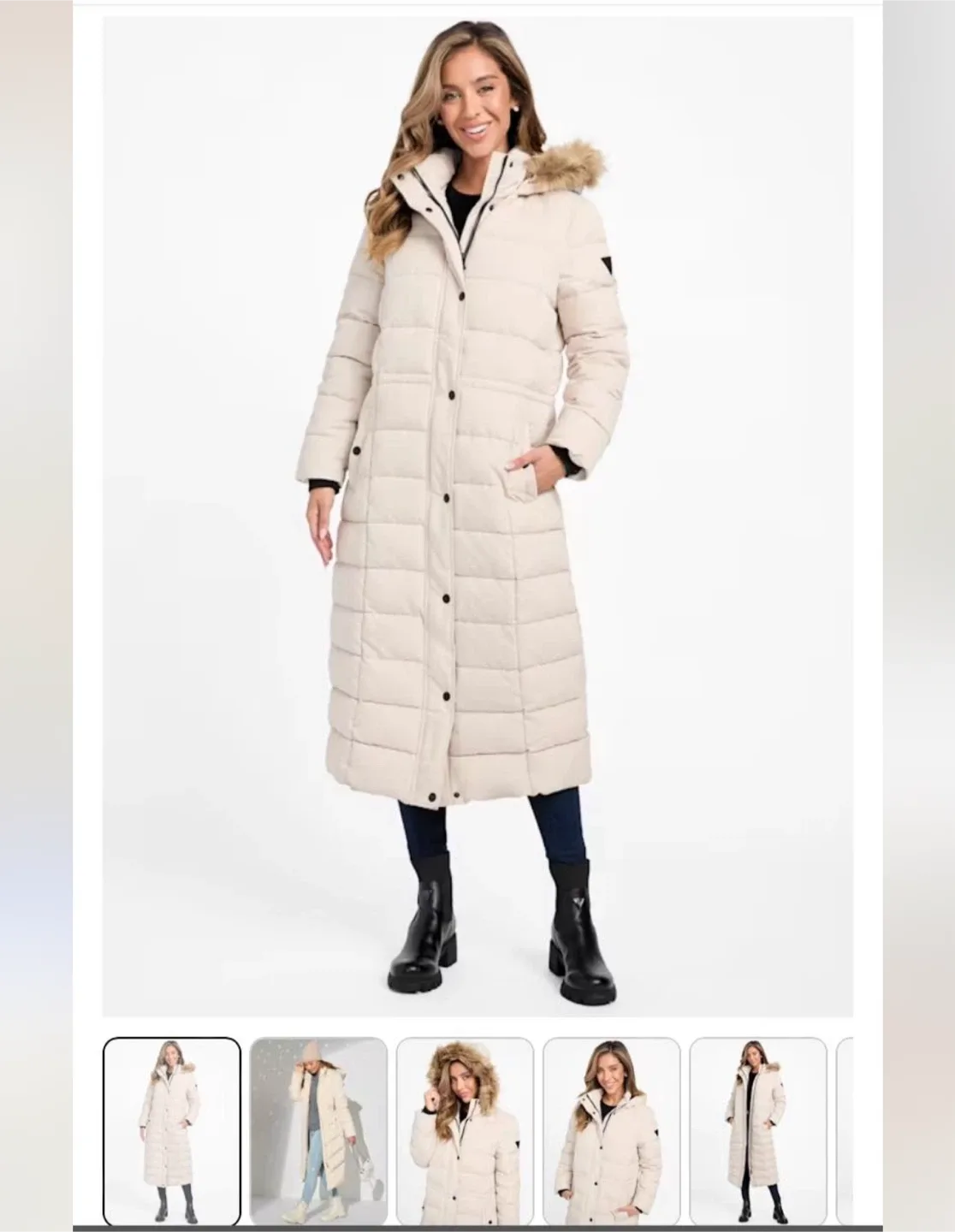 New Guess Long Puffer Coat - Size L