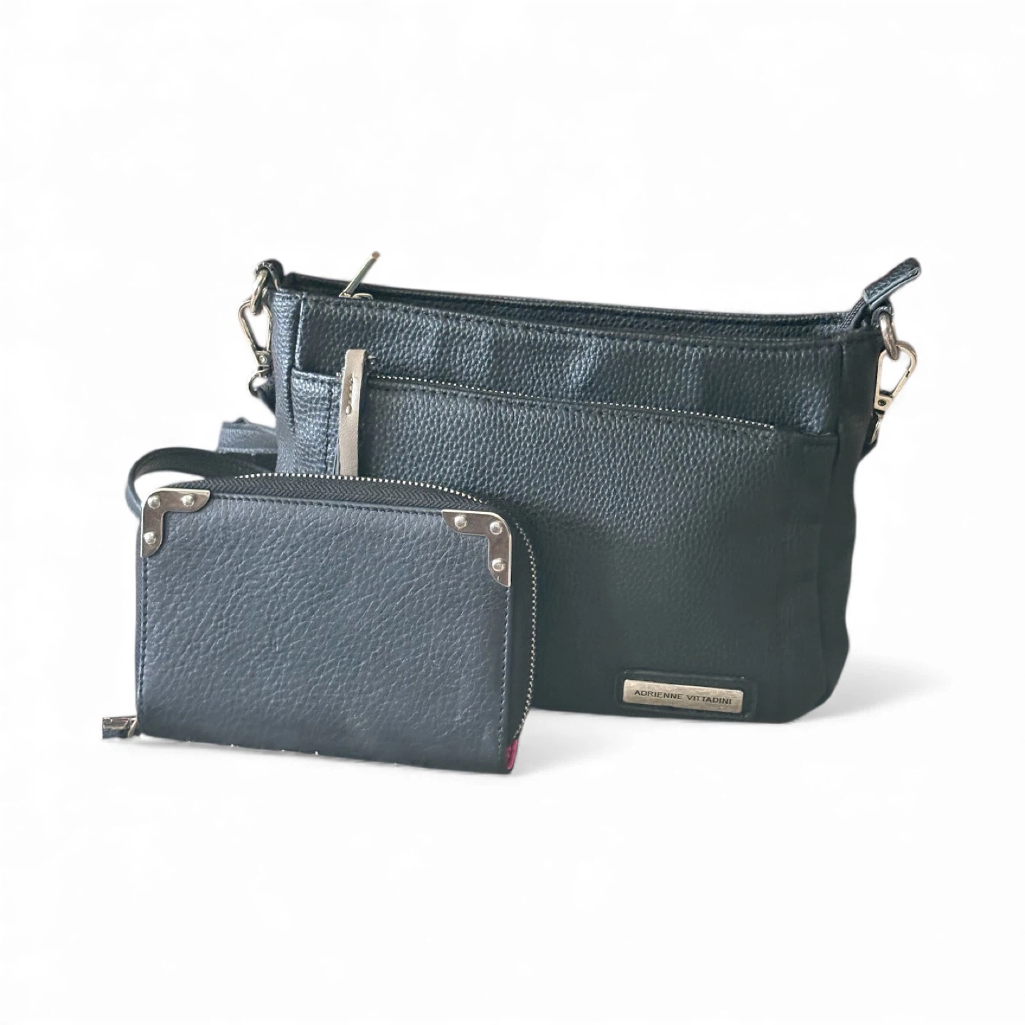 Adrienne Vittadini Black Purse and Wallet Set
