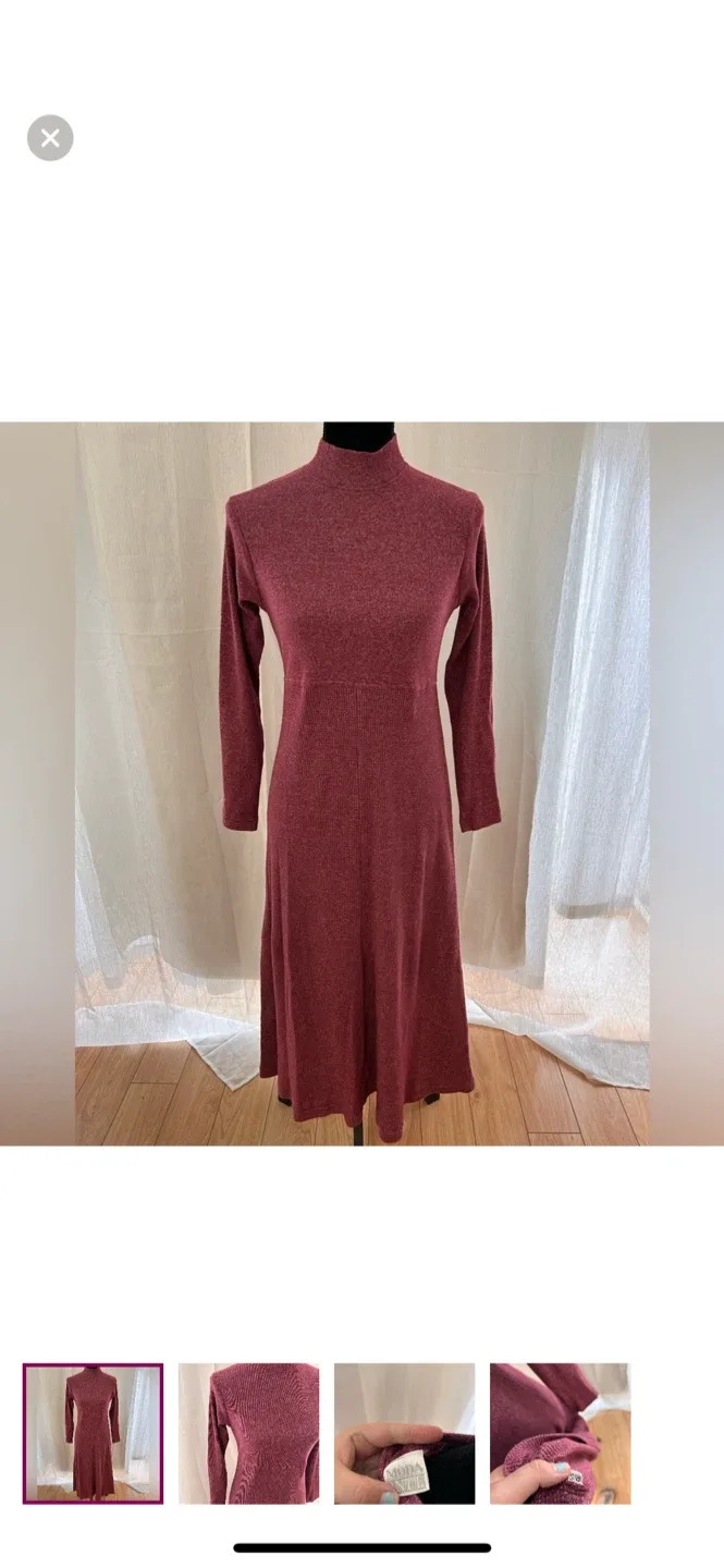 Moda Knit Burgundy Dress - Size S