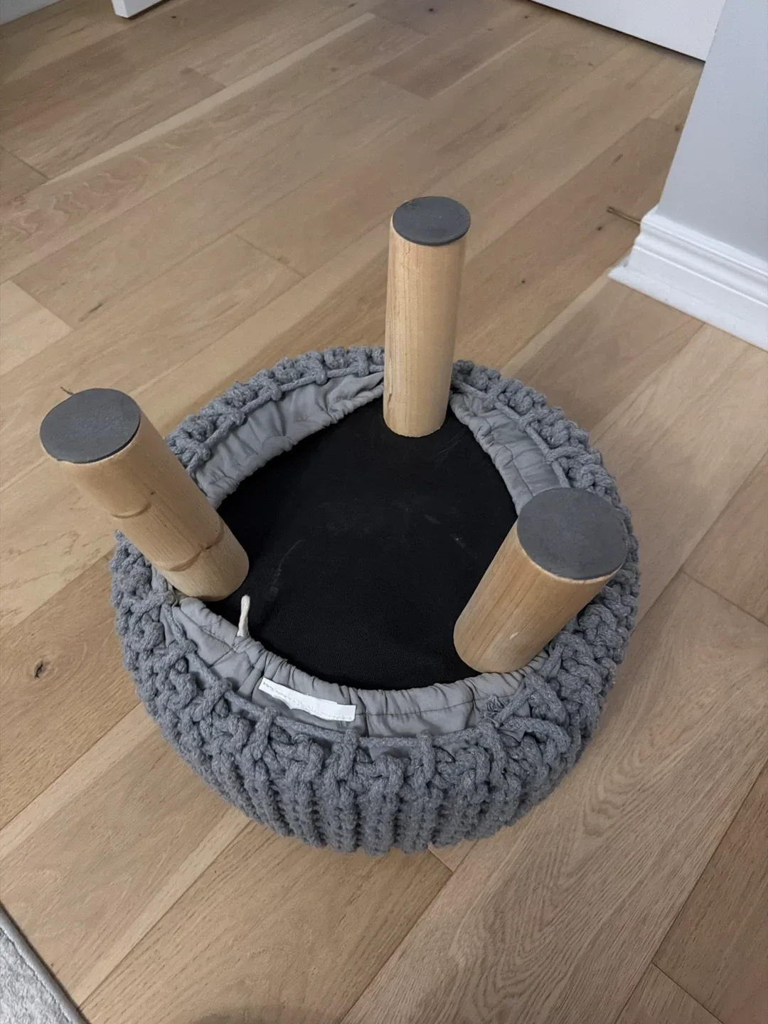 Grey Knit Pouf Ottoman image indicator(3)
