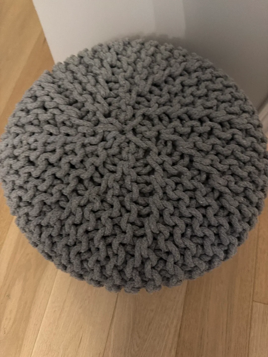 Grey Knit Pouf Ottoman image indicator(2)