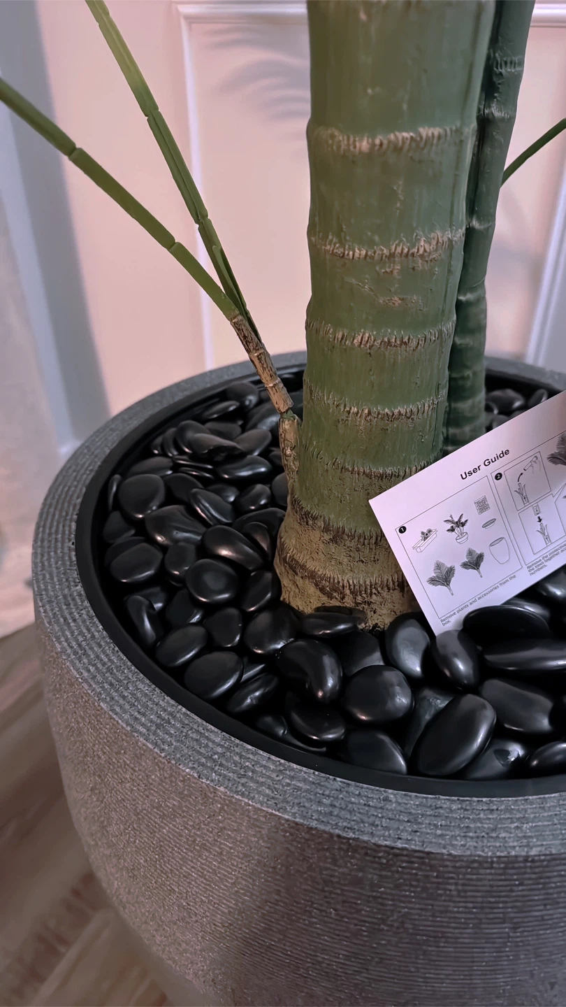 Faux 9ft Palm Tree with Luxury Large Stone Planter - photo 3