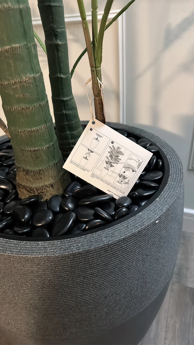 Faux 9ft Palm Tree with Luxury Large Stone Planter - photo 4