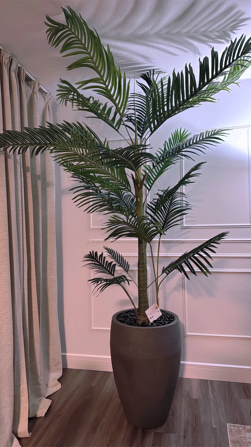 Faux 9ft Palm Tree with Luxury Large Stone Planter