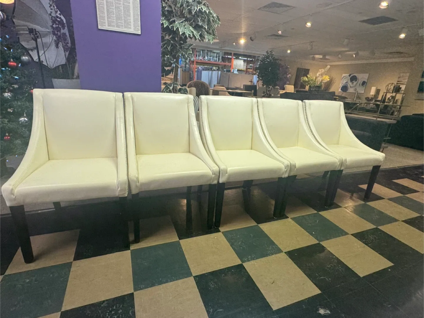 Set of 5 Cream Dining Chairs