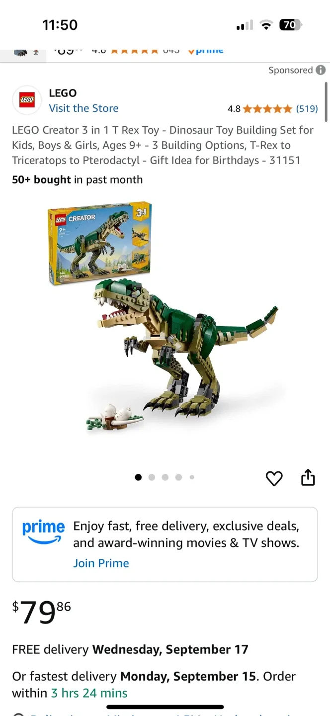 LEGO Creator 3 in 1 T. Rex Set 31151