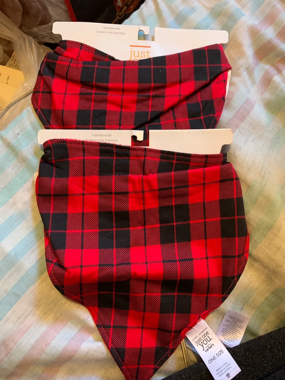 Just One You Carter's Bandana Bibs - Red Plaid