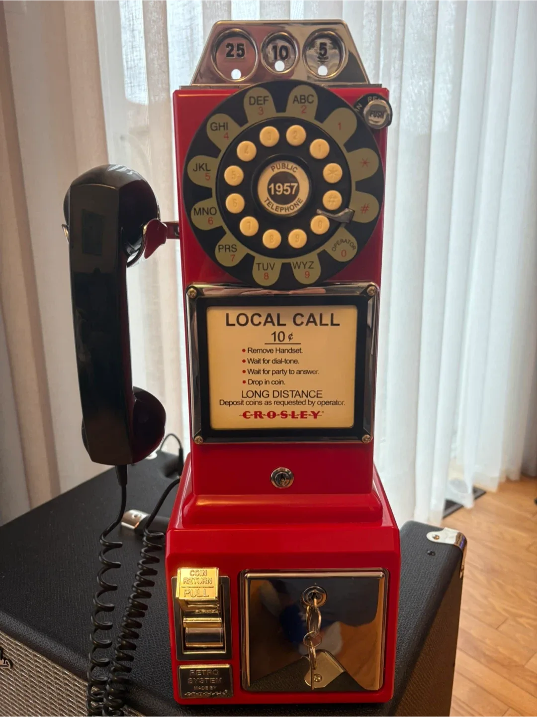 Crosley 1957 Payphone with Coin Bank Wall-Mount Corded Phone image indicator(2)