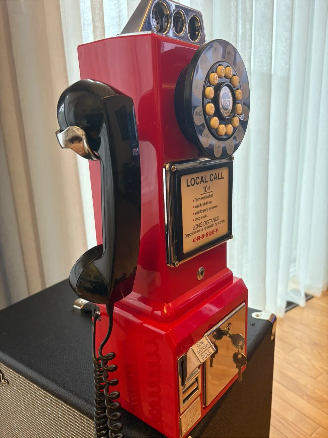 Crosley 1957 Payphone with Coin Bank Wall-Mount Corded Phone image indicator(3)