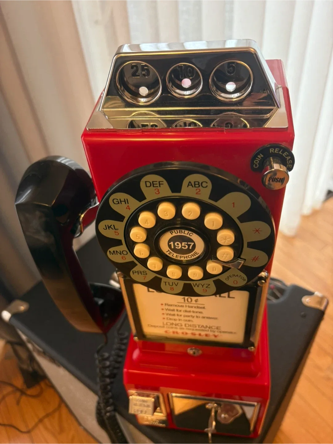 Crosley 1957 Payphone with Coin Bank Wall-Mount Corded Phone image indicator(4)