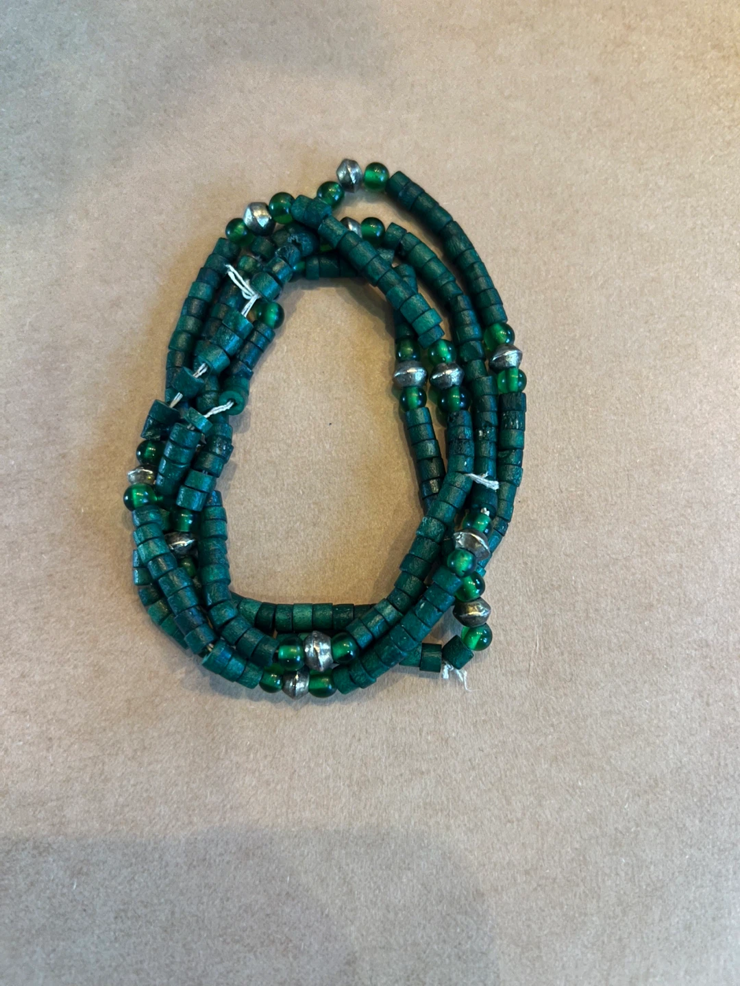 #Cleanout - Green & Silver Beaded Necklace