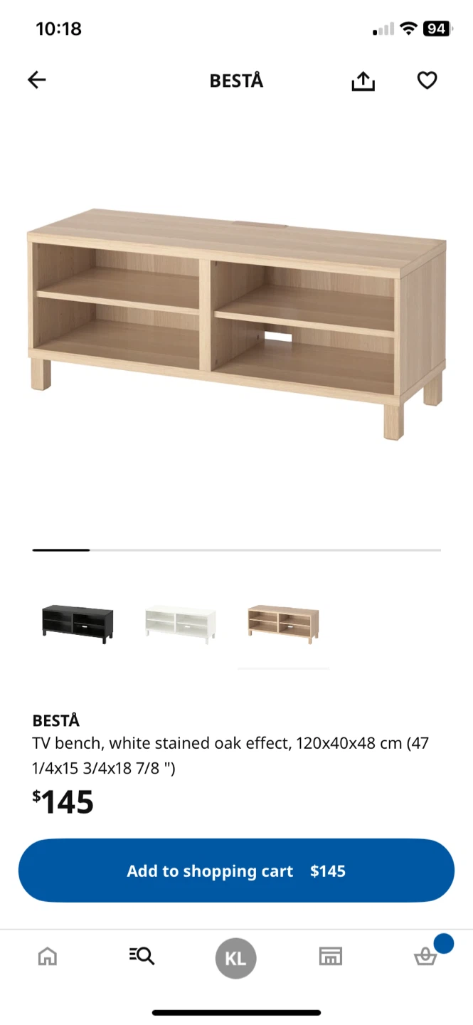 IKEA BESTA TV Bench - White Stained Oak Effect - photo 3