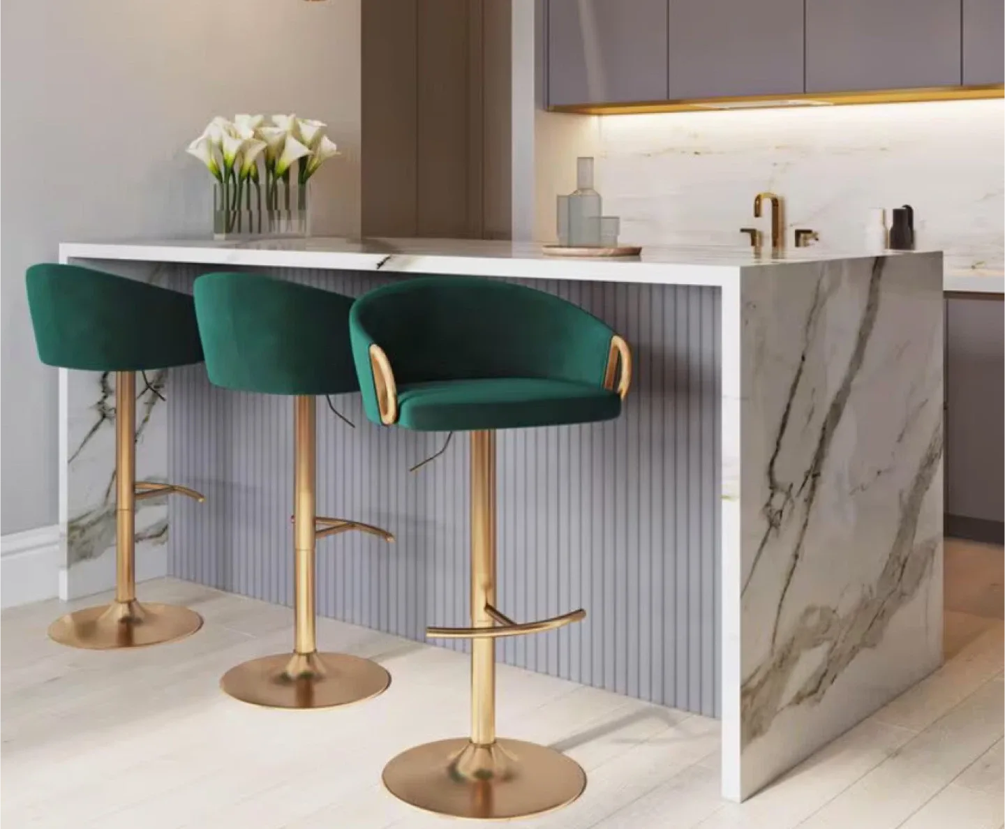 2- Green Velvet Swivel Bar Stool #cleanout