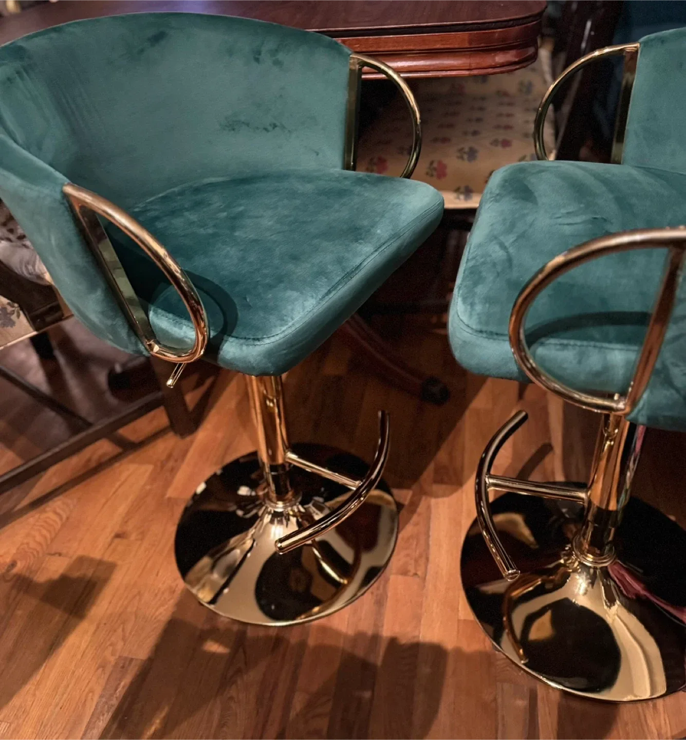 2- Green Velvet Swivel Bar Stool #cleanout image indicator(3)