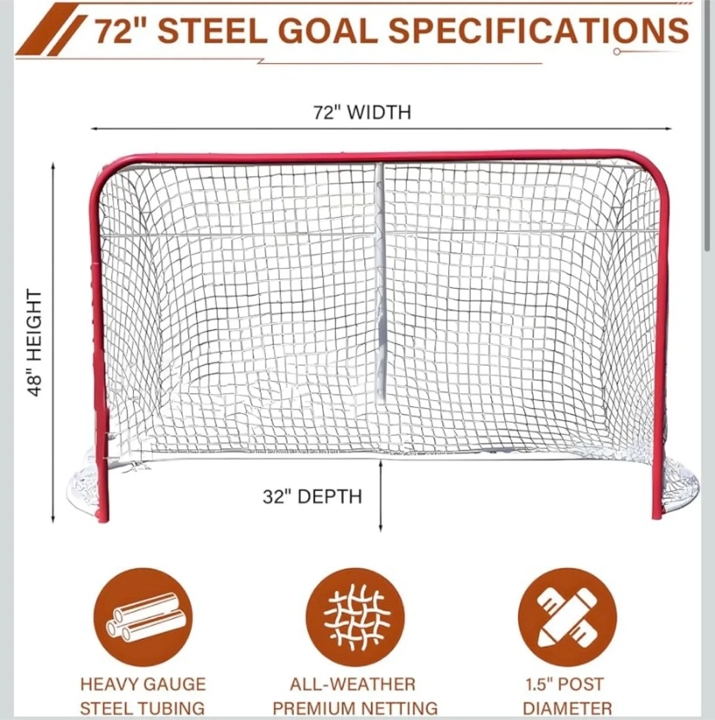 New 72” Steel Hockey Net image indicator(2)