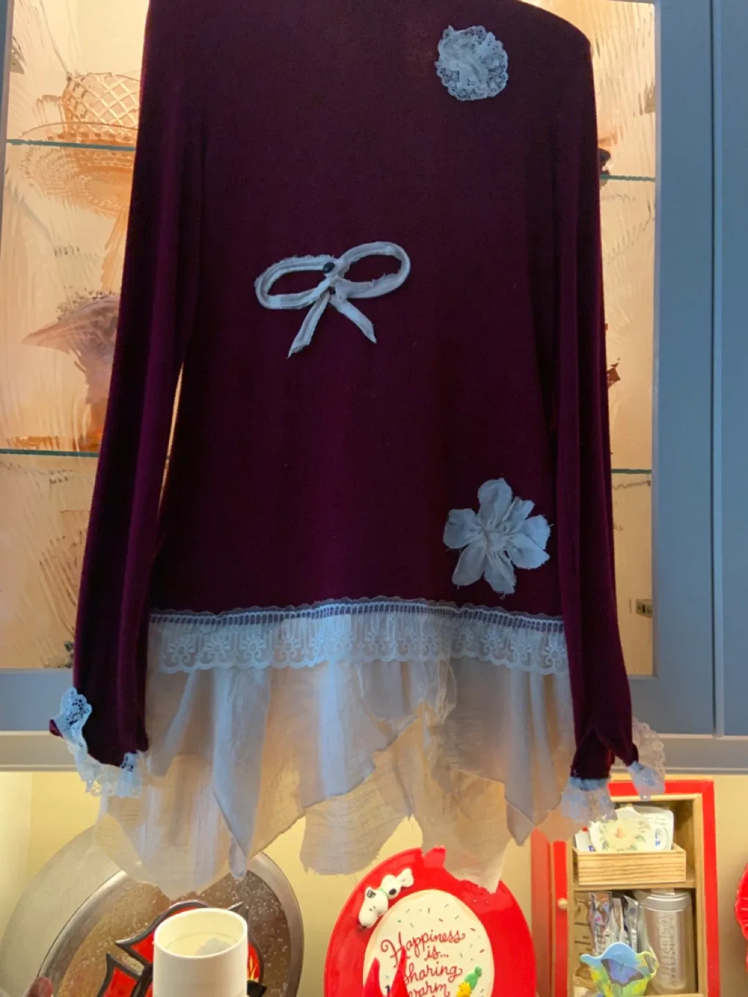 Burgundy Embellished Cardigan image indicator(2)