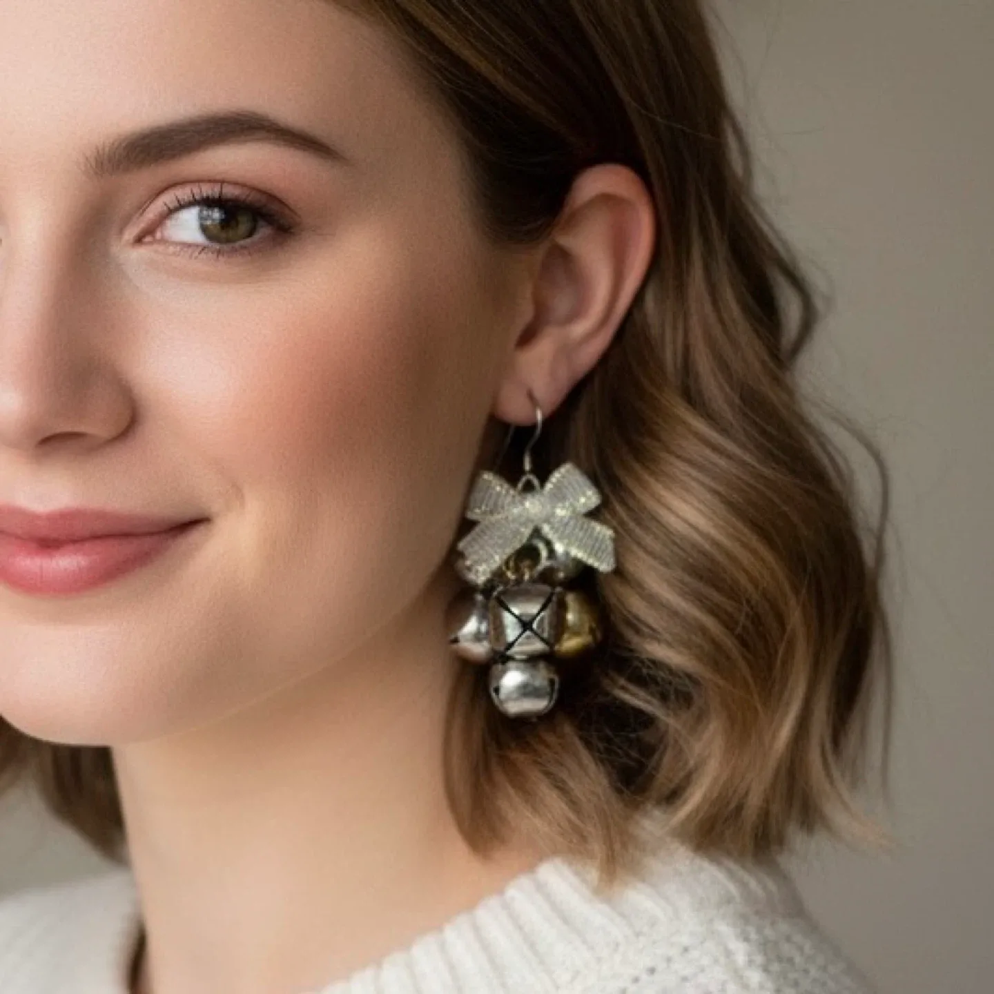 Jingle Bell Cluster Christmas Holiday Dangle Earrings