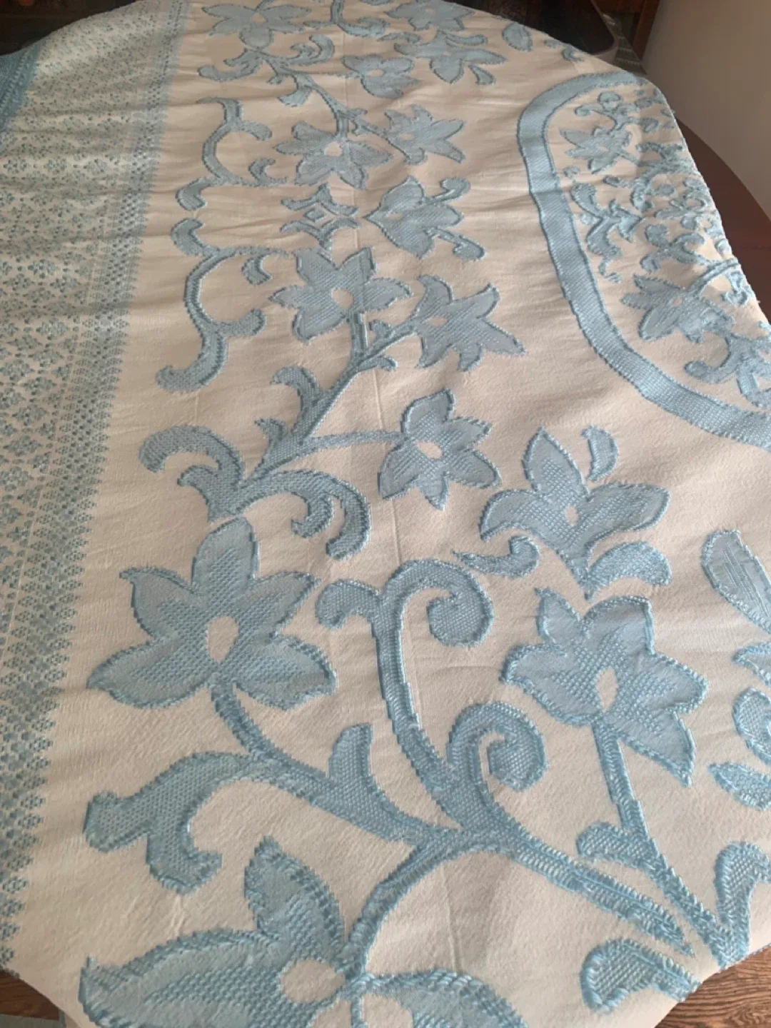 Floral Embroidered Bedspread- Light Blue image indicator(5)