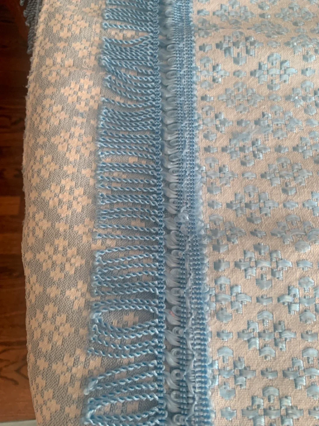 Floral Embroidered Bedspread- Light Blue image indicator(6)